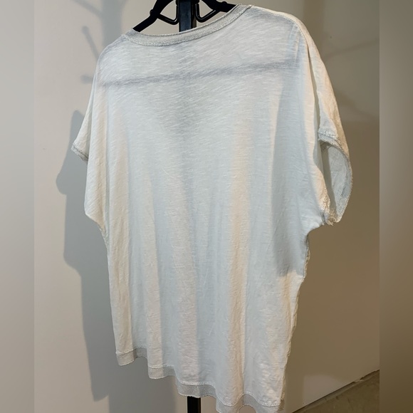 Tempo Paris White Linen Top Silver Border 782E size XL - Picture 2 of 5